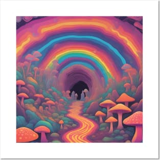 Mushroom Rainbow Cave Journey Posters and Art